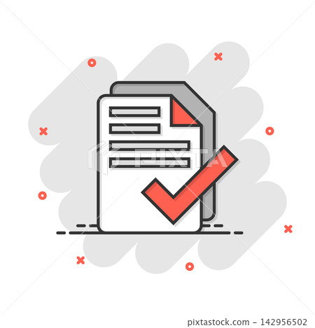 To do list icon in comic style. Document checklist cartoon vector illustration on white isolated background. Notepad check mark splash effect business concept. To do list icon in comic style. Document checklist cartoon vector illustration on white isolated background. Notepad check mark splash effect business concept. 142956502