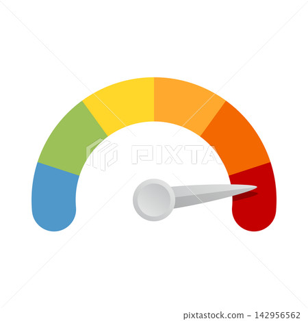 Risk meter icon in flat style. High, low, medium level vector illustration on isolated background. Speedometer, barometer sign business concept. Risk meter icon in flat style. High, low, medium level vector illustration on isolated background. Speedometer, barometer sign business concept. 142956562