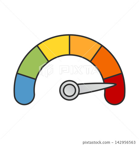 Risk meter icon in flat style. High, low, medium level vector illustration on isolated background. Speedometer, barometer sign business concept. Risk meter icon in flat style. High, low, medium level vector illustration on isolated background. Speedometer, barometer sign business concept. 142956563