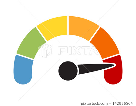 Risk meter icon in flat style. High, low, medium level vector illustration on isolated background. Speedometer, barometer sign business concept. Risk meter icon in flat style. High, low, medium level vector illustration on isolated background. Speedometer, barometer sign business concept. 142956564