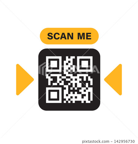 QR code scanner icon in flat style. Barcode frame with scan me text vector illustration on isolated background. Electronic commerce sign business concept. QR code scanner icon in flat style. Barcode frame with scan me text vector illustration on isolated background. Electronic commerce sign business concept. 142956730