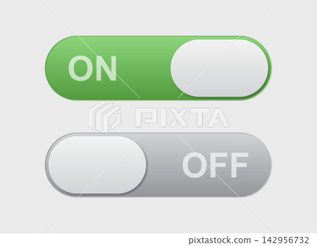 On and off toggle icon in flat style. Enable, disable button vector illustration on isolated background. Indicator sign business concept. On and off toggle icon in flat style. Enable, disable button vector illustration on isolated background. Indicator sign business concept. 142956732