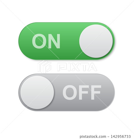 On and off toggle icon in flat style. Enable, disable button vector illustration on isolated background. Indicator sign business concept. On and off toggle icon in flat style. Enable, disable button vector illustration on isolated background. Indicator sign business concept. 142956733