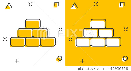 Vector cartoon wall brick icon in comic style. Wall sign illustration pictogram. Stone business splash effect concept. Vector cartoon wall brick icon in comic style. Wall sign illustration pictogram. Stone business splash effect concept. 142956758