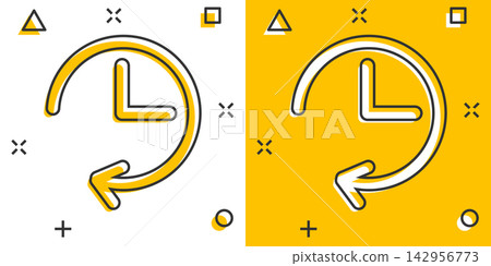 Vector cartoon clock timer icon in comic style. Watch sign illustration pictogram. Clock business splash effect concept. Vector cartoon clock timer icon in comic style. Watch sign illustration pictogram. Clock business splash effect concept. 142956773