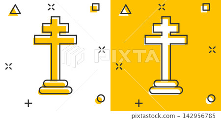 Vector cartoon halloween grave icon in comic style. Gravestone sign illustration pictogram. Rip business splash effect concept. Vector cartoon halloween grave icon in comic style. Gravestone sign illustration pictogram. Rip business splash effect concept. 142956785
