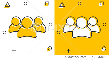Vector cartoon group of people icon in comic style. Persons sign illustration pictogram. People business splash effect concept. Vector cartoon group of people icon in comic style. Persons sign illustration pictogram. People business splash effect concept. 142956806