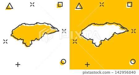 Vector cartoon Honduras map icon in comic style. Honduras sign illustration pictogram. Cartography map business splash effect concept. Vector cartoon Honduras map icon in comic style. Honduras sign illustration pictogram. Cartography map business splash effect concept. 142956840