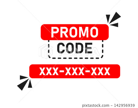 Promo code template icon in flat style. Promotion label vector illustration on isolated background. Sticker coupon sign business concept. Promo code template icon in flat style. Promotion label vector illustration on isolated background. Sticker coupon sign business concept. 142956939