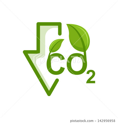 CO2 emissions icon in flat style. Cloud co2 reduction with plant leaf vector illustration on isolated background. Carbon dioxide pollution sign business concept. CO2 emissions icon in flat style. Cloud co2 reduction with plant leaf vector illustration on isolated background. Carbon dioxide pollution sign business concept. 142956958