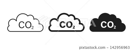 CO2 emissions icon set collection in flat style. Cloud co2 reduction vector illustration on isolated background. Carbon dioxide pollution sign business concept. CO2 emissions icon set collection in flat style. Cloud co2 reduction vector illustration on isolated background. Carbon dioxide pollution sign business concept. 142956963