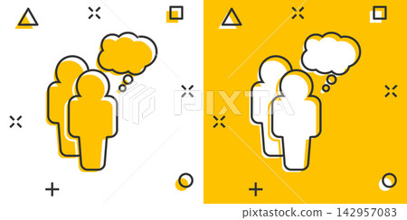 Cartoon people with speach bubble icon in comic style. Person illustration pictogram. Users person sign splash business concept. Cartoon people with speach bubble icon in comic style. Person illustration pictogram. Users person sign splash business concept. 142957083