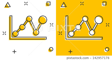 Vector cartoon business graph icon in comic style. Chart sign illustration pictogram. Diagram business splash effect concept. Vector cartoon business graph icon in comic style. Chart sign illustration pictogram. Diagram business splash effect concept. 142957178