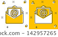 Vector cartoon mail envelope icon in comic style. Email sign illustration pictogram. Mail business splash effect concept. 142957265