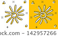 Vector hand drawn sun icon in comic style. Summer sign illustration pictogram. Sun business splash effect concept. 142957266