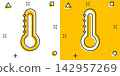 Vector thermometer icon in comic style. Goal sign illustration pictogram. Thermometer business splash effect concept. 142957269