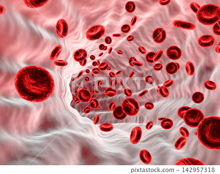 Red blood cells streaming Red blood cells streaming 142957318
