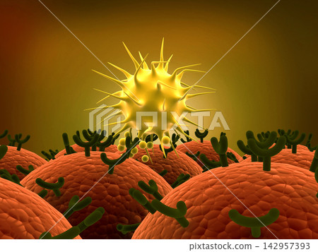 Human Virus, microscopic view of virus Human Virus, microscopic view of virus 142957393