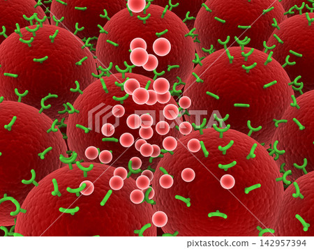 Human Virus, microscopic view of virus Human Virus, microscopic view of virus 142957394