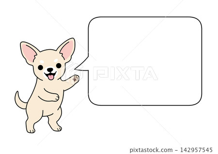 Chihuahua and speech bubble illustration (announcement/notice) Chihuahua and speech bubble illustration (announcement/notice) 142957545