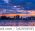 夕陽西下，晴空塔和中川河的景色盡收眼底。 142958591