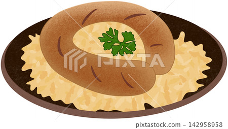 sausage with sauerkraut 142958958