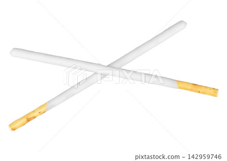 White chocolate coated biscuit sticks isolated on white background 142959746