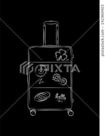Travel suitcase with stickers black Travel suitcase with stickers black 142960403