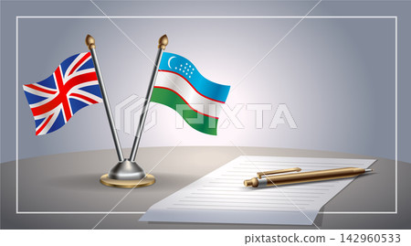 Small national flag of United Kingdom and Uzbekistan flag Relation, Template Vector Illustration Small national flag of United Kingdom and Uzbekistan flag Relation, Template Vector Illustration 142960533