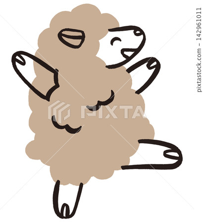 Cute dancing sheep New Year's greeting material - Year of the Sheep vector illustration Cute dancing sheep New Year's greeting material - Year of the Sheep vector illustration 142961011