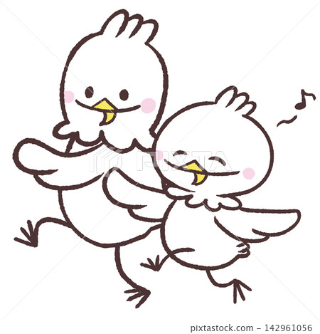 An illustration of white birds skipping in a line. An illustration of white birds skipping in a line. 142961056