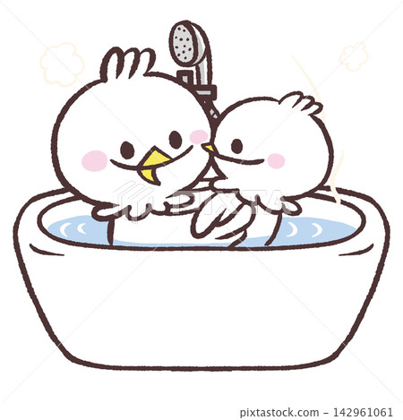 一幅白鳥和嬰兒一起洗澡的插圖。 一幅白鳥和嬰兒一起洗澡的插圖。 142961061