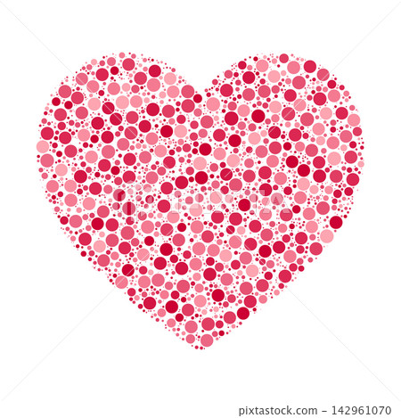red and pink dotted heart shape vector illustration 142961070