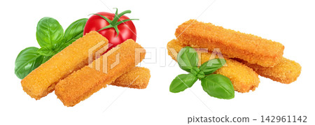 Fish finger or stick isolated on white background with full depth of field Fish finger or stick isolated on white background with full depth of field 142961142