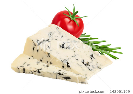 Blue cheese gorgonzola isolated on white background with full depth of field. Blue cheese gorgonzola isolated on white background with full depth of field. 142961169