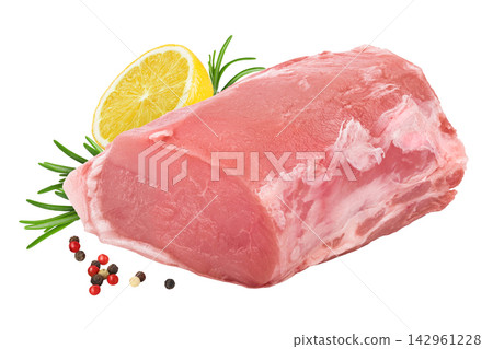 Raw pork meat isolated on white background Raw pork meat isolated on white background 142961228