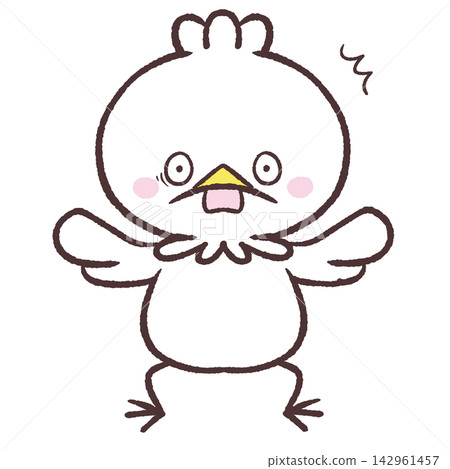 A frontal illustration of a surprised white bird A frontal illustration of a surprised white bird 142961457