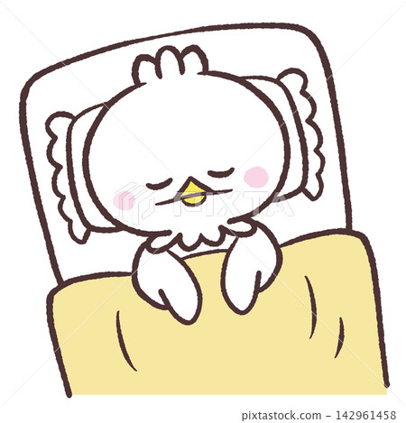 Illustration of a sleeping white bird Illustration of a sleeping white bird 142961458