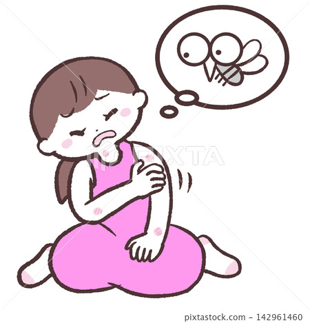 Illustration of a woman bitten by a mosquito 142961460