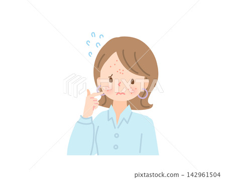 患有皮膚粗糙的女人的插圖 患有皮膚粗糙的女人的插圖 142961504