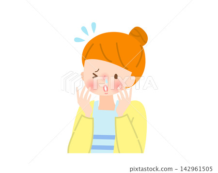 患有皮膚粗糙的女人的插圖 患有皮膚粗糙的女人的插圖 142961505