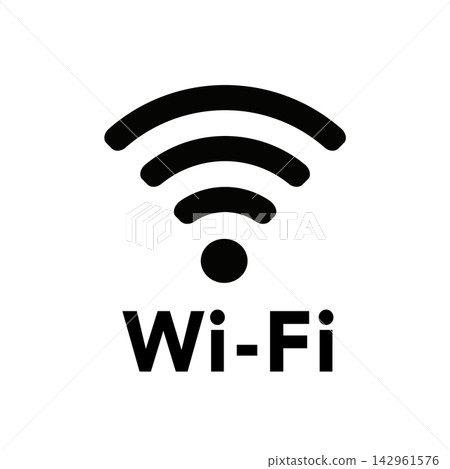 Monochrome illustration of a Wi-Fi symbol (Wi-Fi icon) Monochrome illustration of a Wi-Fi symbol (Wi-Fi icon) 142961576