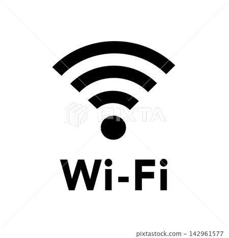 Monochrome illustration of a Wi-Fi symbol (Wi-Fi icon) Monochrome illustration of a Wi-Fi symbol (Wi-Fi icon) 142961577