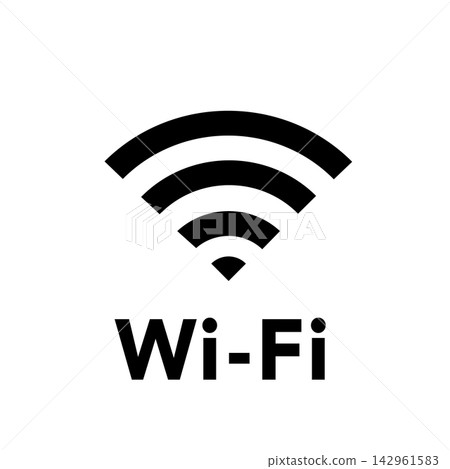 Wi-Fi 符號(Wi-Fi 圖示)的單色插圖 Wi-Fi 符號(Wi-Fi 圖示)的單色插圖 142961583