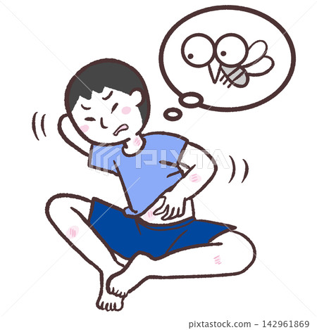 Illustration of a man bitten by a mosquito Illustration of a man bitten by a mosquito 142961869