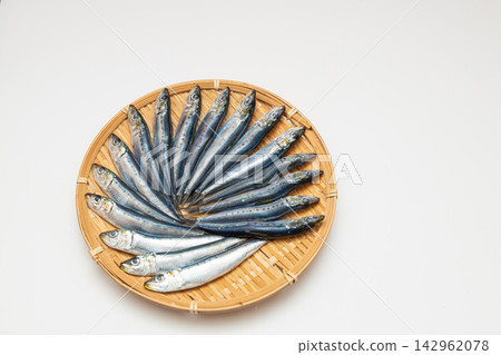 Sardines arranged on a sieve, after being salted for overnight drying. Sardines arranged on a sieve, after being salted for overnight drying. 142962078