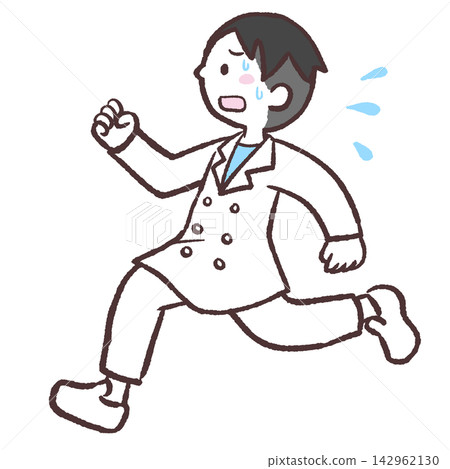 身穿白大褂的男子奔跑的插圖 身穿白大褂的男子奔跑的插圖 142962130
