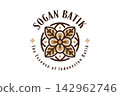 Sogan batik circular floral medallion logo layout for organic javanese identity. 142962746