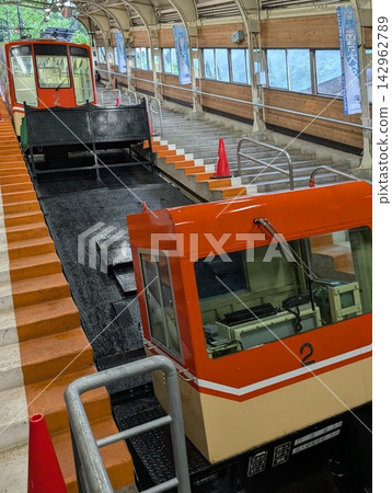 The Tateyama Cable Car ascends the steep slopes of the Tateyama Kurobe Alpine Route. The Tateyama Cable Car ascends the steep slopes of the Tateyama Kurobe Alpine Route. 142962789