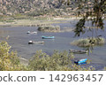 Fishing boats moored along the shore of Lake Bafa in Turkey. Selective Focus. 142963457